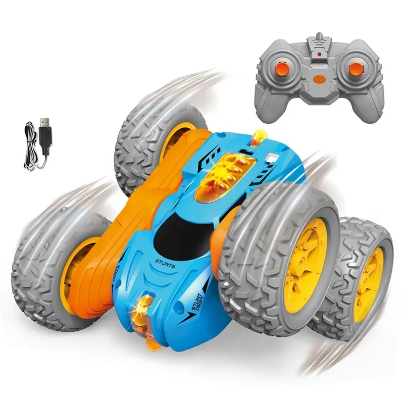 Hot sale 1:32 rc double-sided remote control toys with light vehicle high speed 2.4g double sided stunt car toy