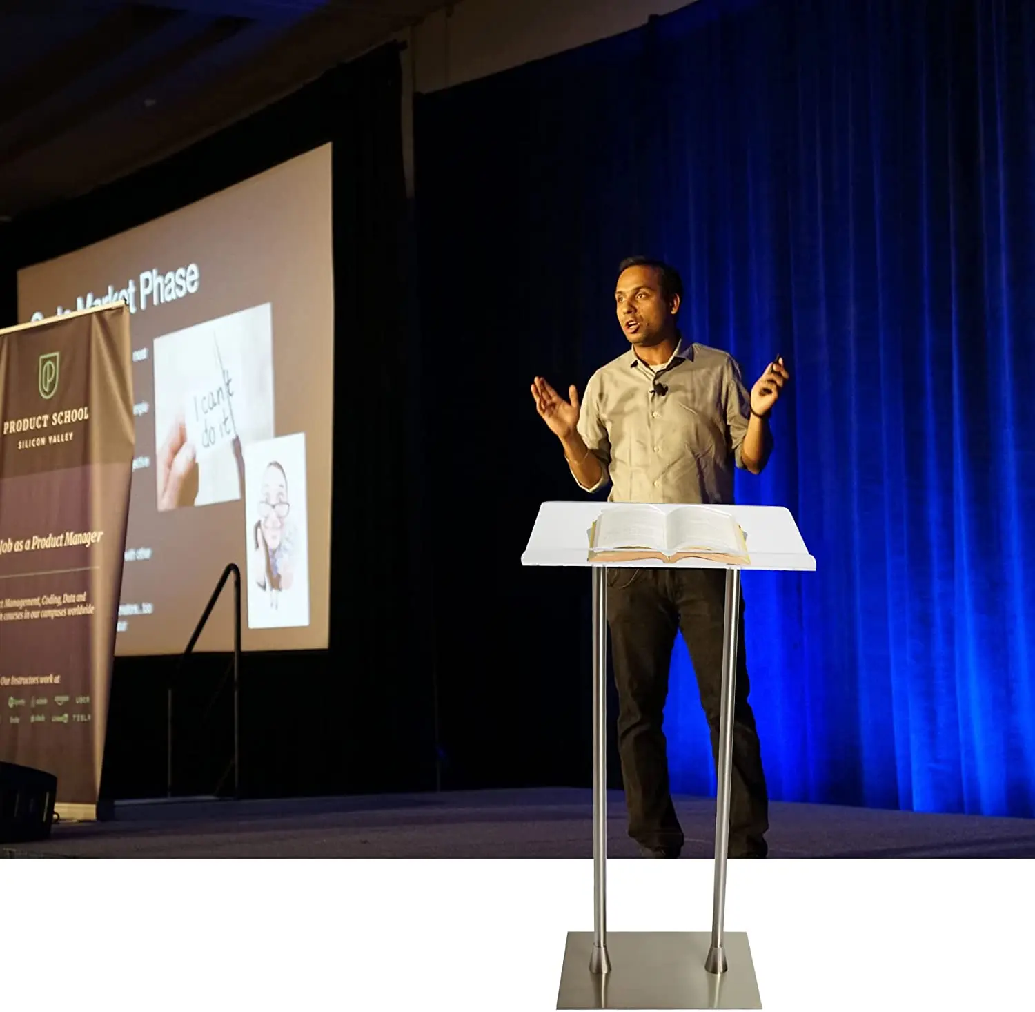 Portable Podium Stand - Acrylic Lecterns with Wide Surface Professional Pulpits Lecture Table Podium for Speech