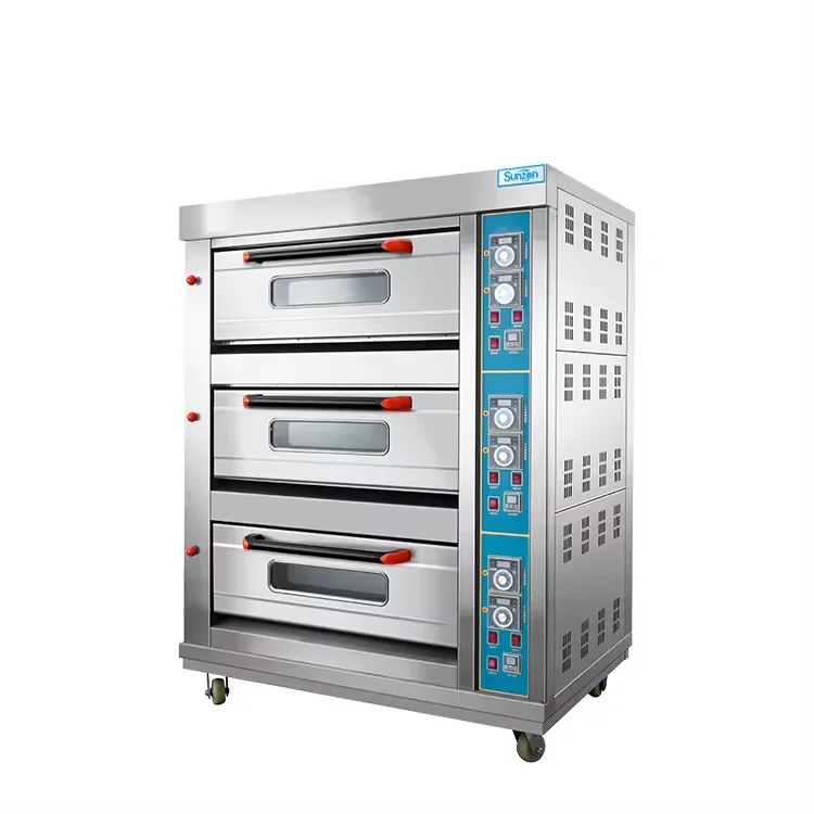 XZQ 36 Stainless Steel 3 Deck 6 Tray Commercial Gas Oven for Industrial Hotel Use Perfect for Bread Pastries and French Breads