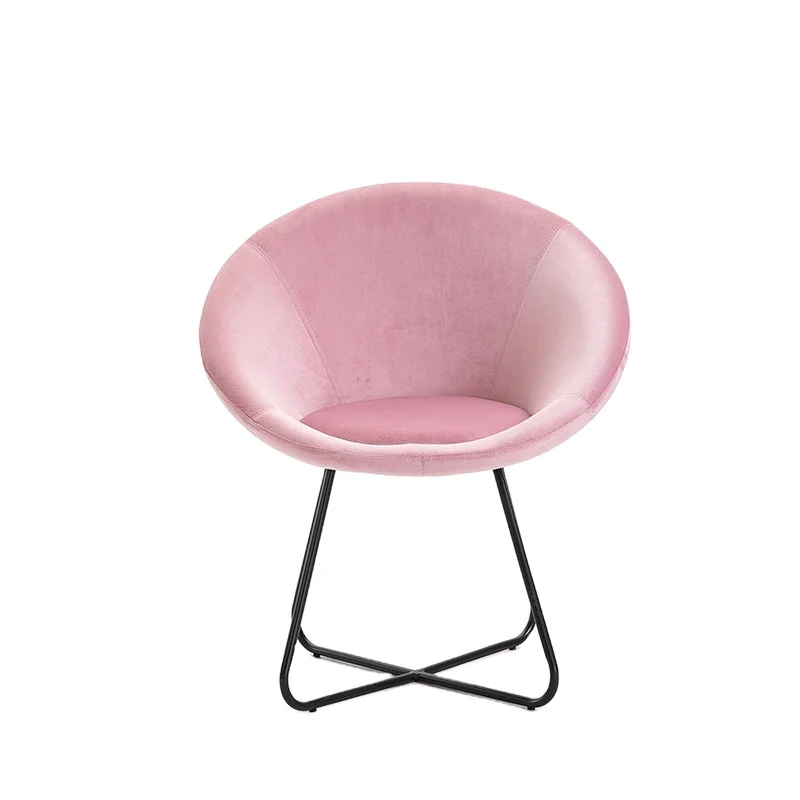 New Design Velvet Curved Shaped Leisure Accent Chair With Power Coating Golden Metal Leg