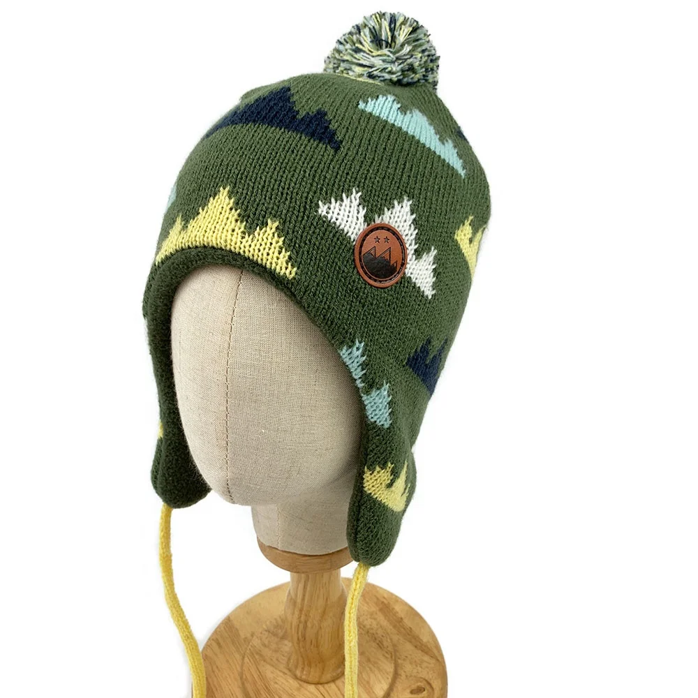 
High Quality Cute Kids Winter Hat Knitted Beanie With Earflap And Braids With Lining For Kids 