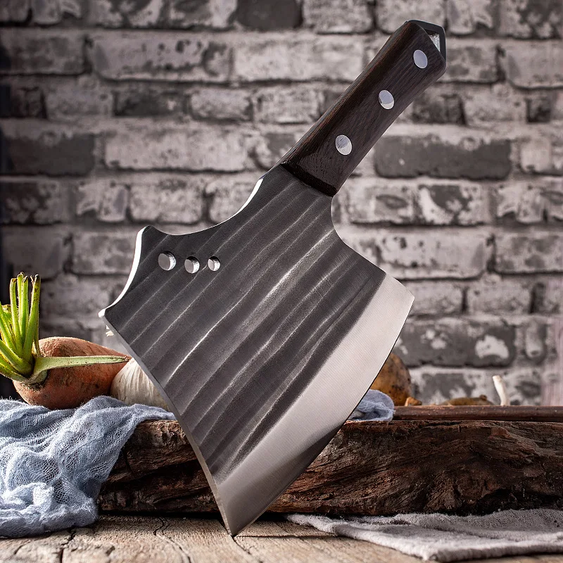 Professional carbon steel forged  multitool axe micro knife hatchet  hammer pliers bone chopper knife with wood handle