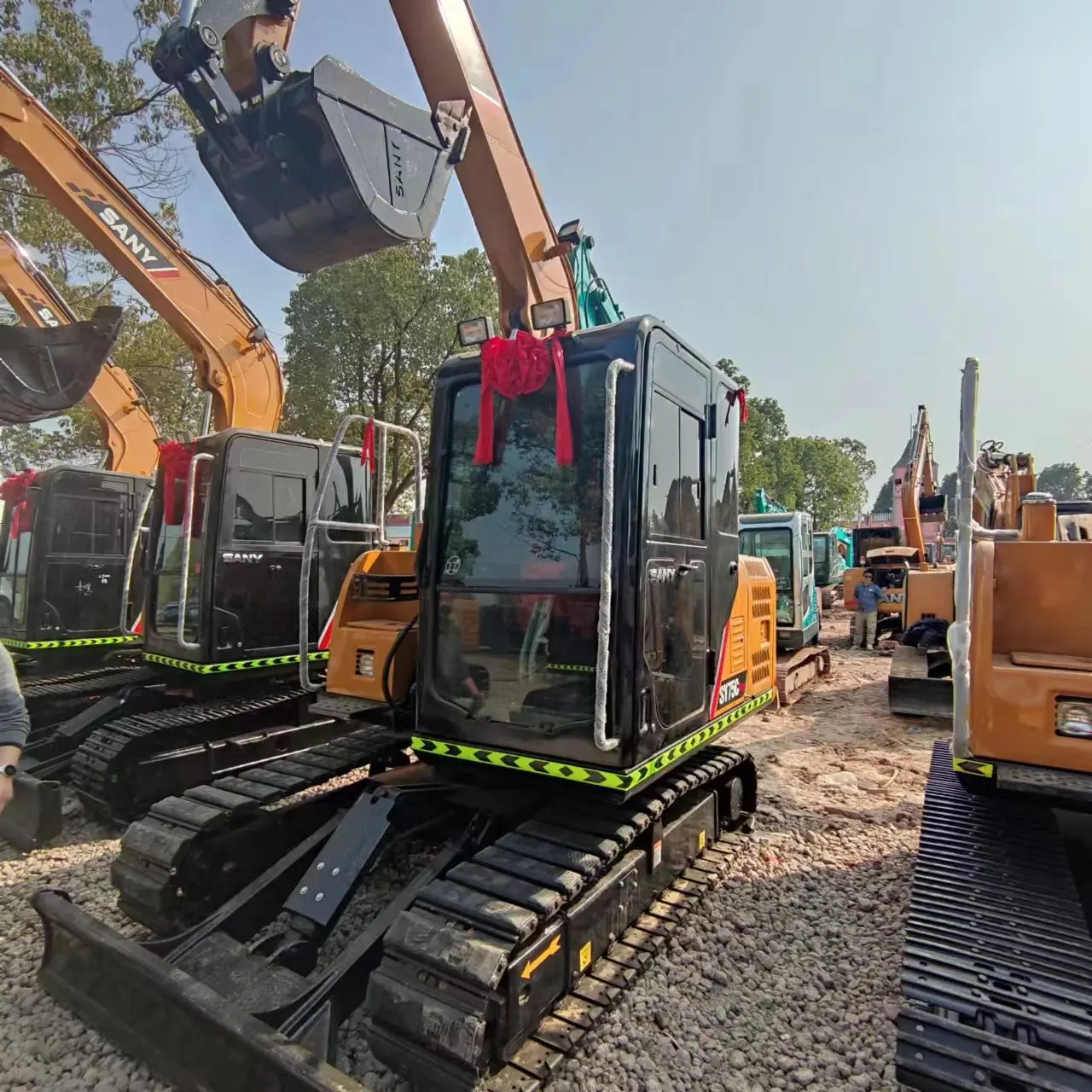 Б/у оригинальный гидравлический гусеничный экскаватор SANY SY 75c по низкой цене в наличии хорошем состоянии