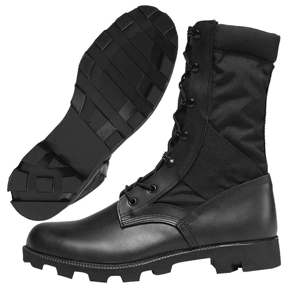 40+ Years Experience Manufacturer Supply Custom Water Resistant Nylon Leather Panama Sole Black Tactical Boots