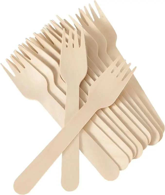 Environmentally Friendly Disposable Wooden Cutlery Set Biodegradable Birch Wooden Knife Fork and Spoon for Cross-Border Use