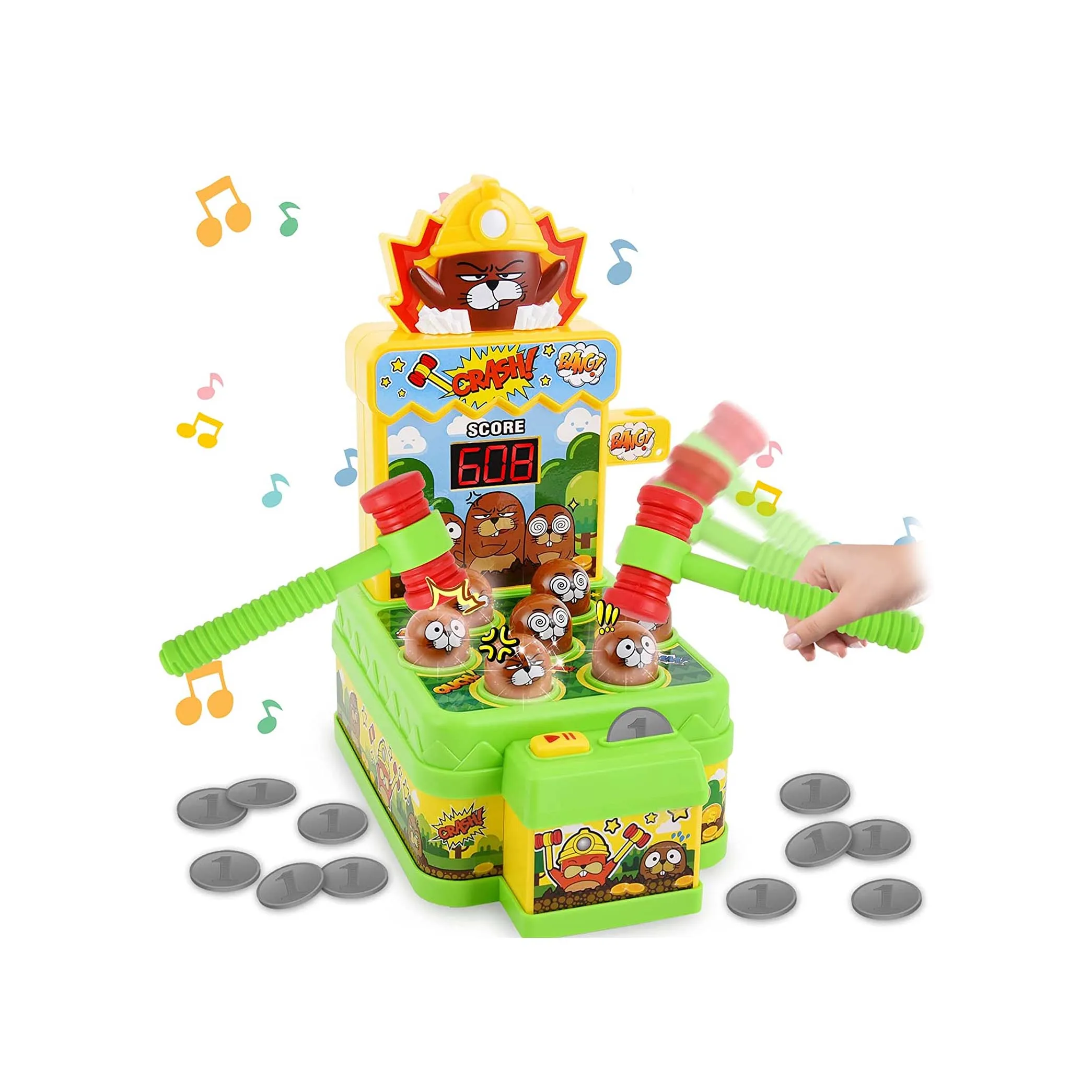 Игра Whack-a-Mole-мини-электронная аркадная игра с 2 молотками-Интерактивная развивающая игрушка