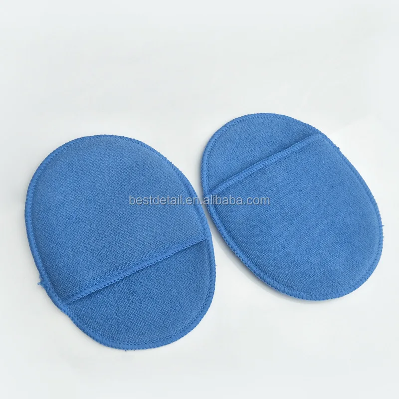 China Wholesale Car Care Auto Detailing Polishing Coating Sponge Round Ellipse Foam Microfiber Wax Applicator Pad with Pocket
