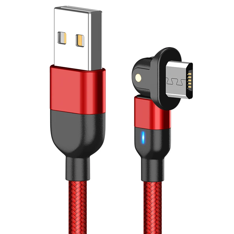 
nylon led charging usb 180 Rotate data cable fast charging usb cable Micro B charging USB Cable 