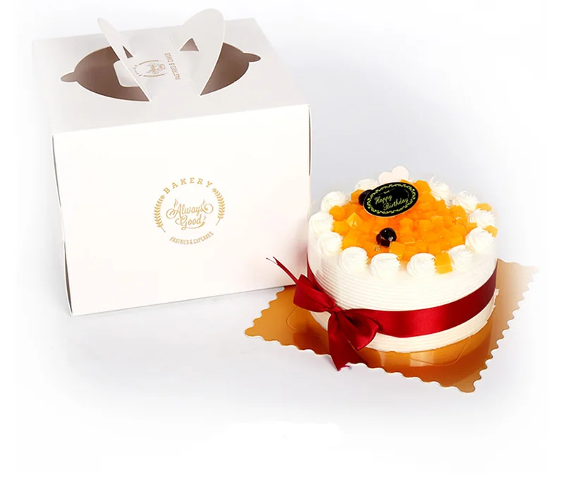 Cheap custom sweet box birthday cake box with handle