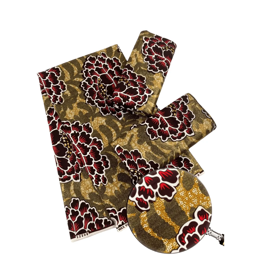 New Arrival 100% Cotton Grand Super Gold Wax  Super Glitter Wax  Print Fabric Ankara
