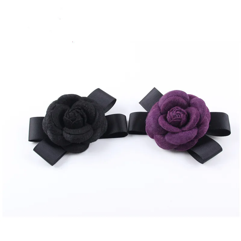 Famous Brand Designer Letter C Fabric Camellia Flowers Custom Pin Brooches For Women Gifts