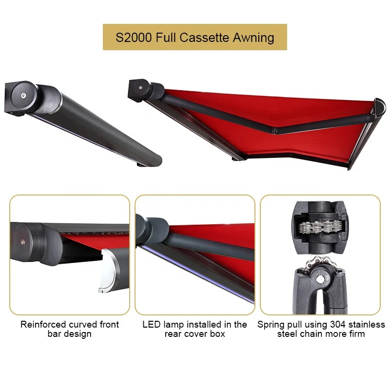 Awning waterproof patio roof side commercial restaurant window automatic motorized electric retractable canopy awning outdoor