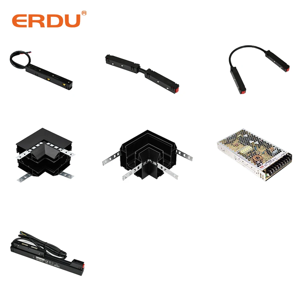 ERDU Good Quality 1m 2m 3m Magnet Track Rail DC 48V Surface Mounted Led Magnetic Light Track Rail for Fabric Stretch Ceiling