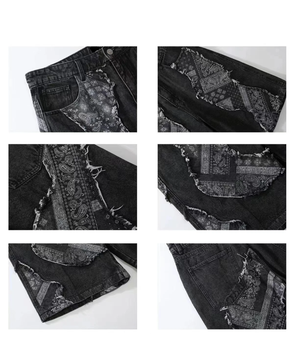 Custom Patchwork Breathable Denim Casual Shorts Baggy Jeans Short for Men Denim Fabric Knitted Washed Distressed Shorts Men