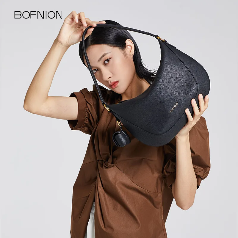 Designer high-end genuine leather women bag new geometric design niche underarm bag wholesale custom