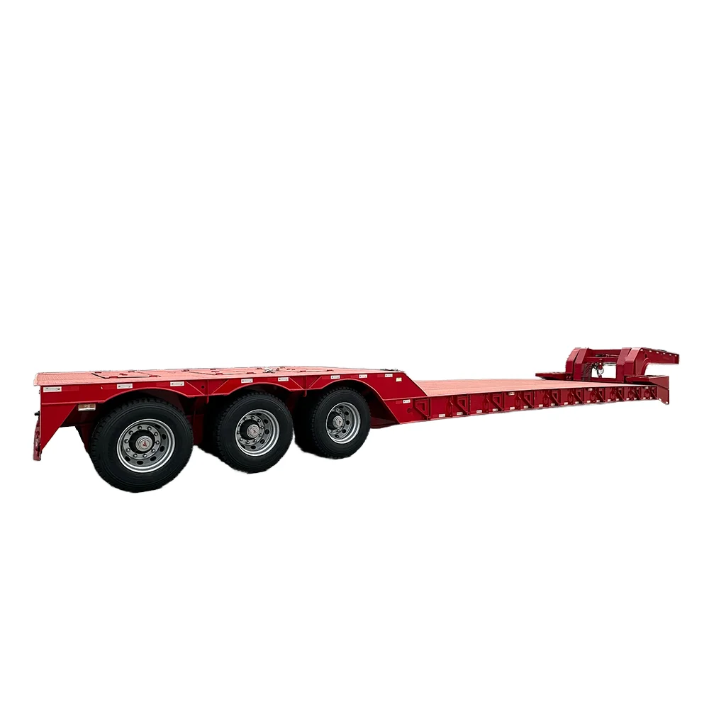 3/4/6 axle heavy duty lowboy lowbed trailer transport heavy machine low bed truck semi trailer with mechanical ladder