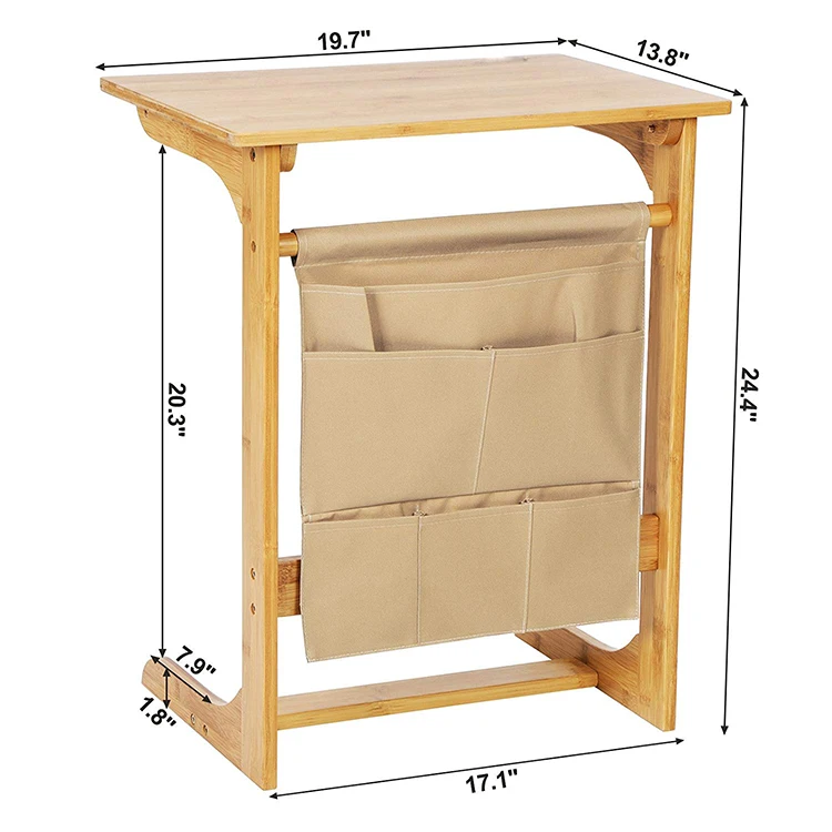 Removable Side High Quality Bamboo Bed Side Table