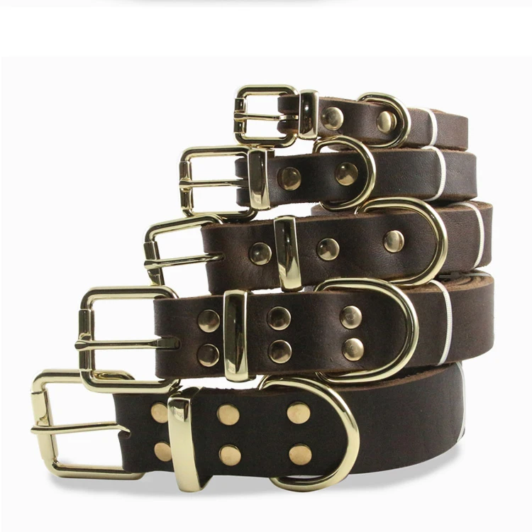 Dog Collar Cowhide Leather Material Wear-resistant Durable Anti-conrrosion For Large Medium Small Dogs Necklace Pet Accessories