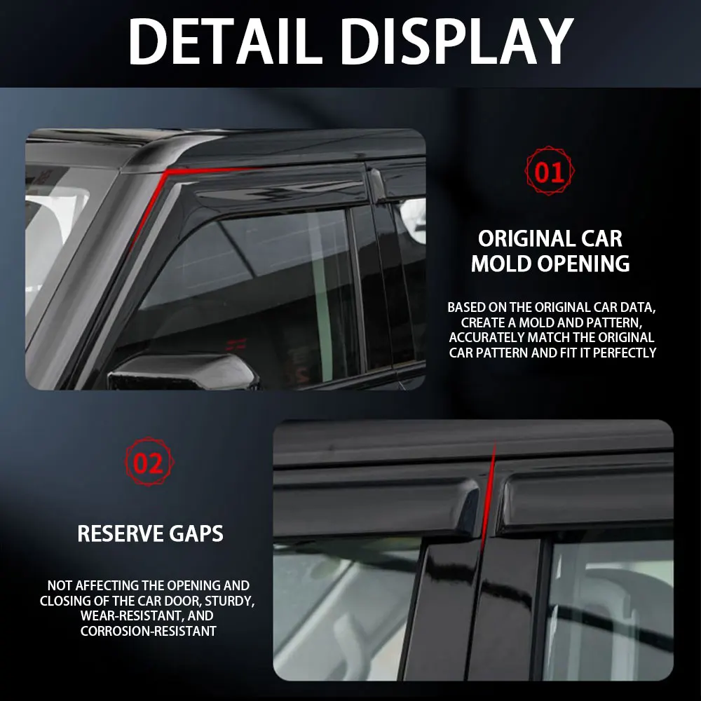 Automotive Side Window Visors Vent Guard Shade Sun Rain Guards Wind Deflectors For Jetour Traveler T2 2023 2024