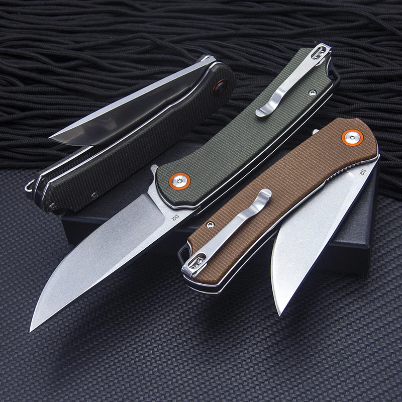 High Quality D2 Steel With Carbon Fiber Handle Outdoor Camping Survival Knives Pocket Portable Tactical Folding Blade Knife