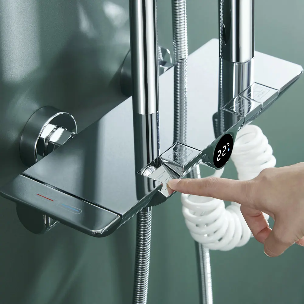 Хит продаж термостатический душевой набор для ванной комнаты с изображением температуры