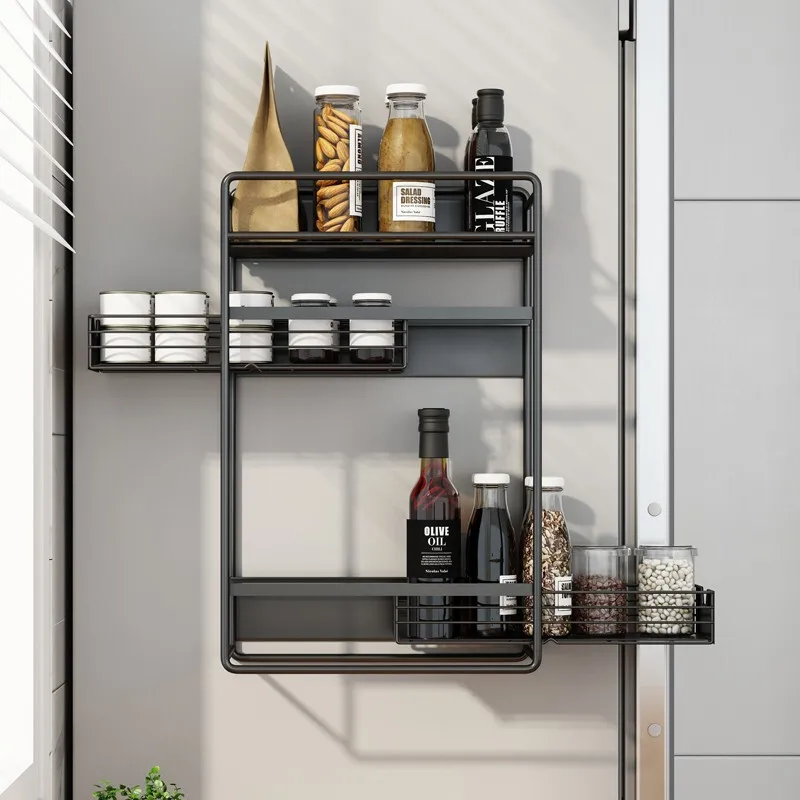 
Storage Rack 3-Tier magetic mount fridge storage shelf with sliding drawer 
