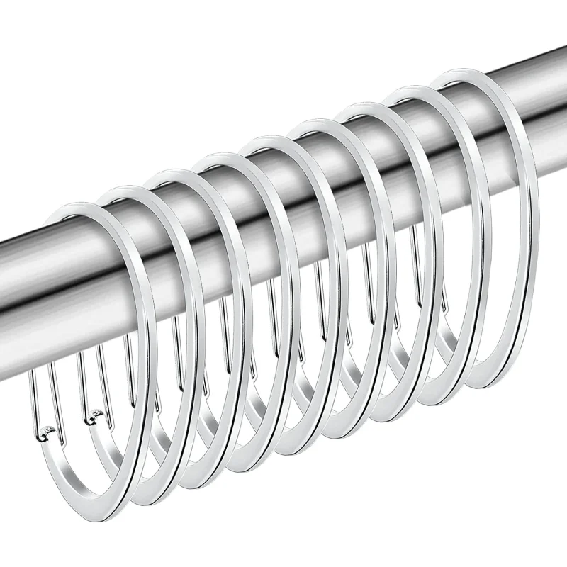 Factory Price Wholesale Silver Zinc Adjustable Curtain Rod C-Ring Tape Hook C