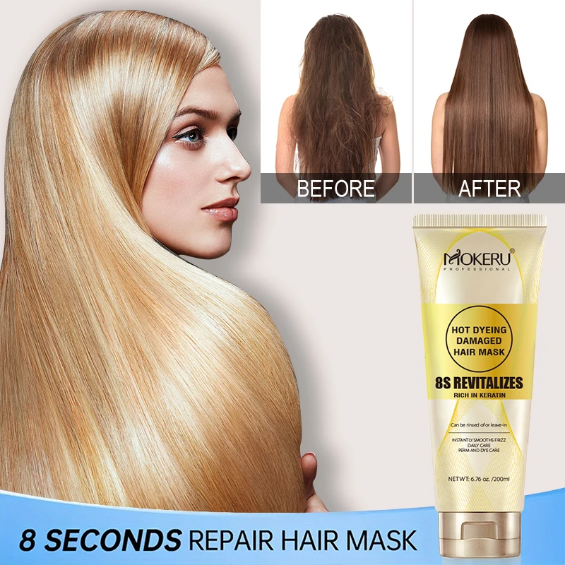 Wholesale Organic Protein Keratin Smoothing Hair Mask for Hair Repair Treatment 8S Revitalizes Hot Dyeing Damaged Hair Mask