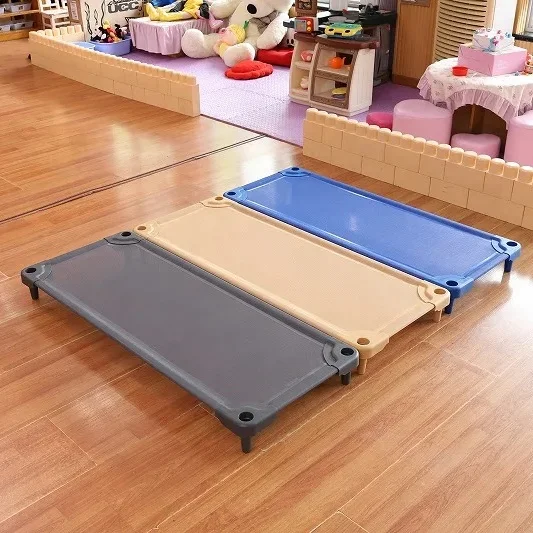 Cheap Adjustable Kids Folding Cot Bed for Sale Kids Breathable Fabric Cloth Stackable Kindergarten Bed