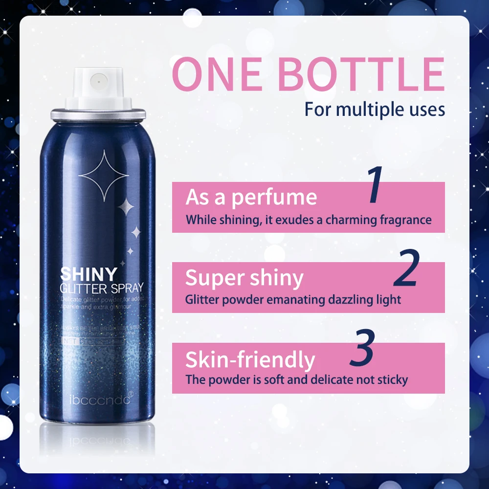 Glitter Spray Factory Wholesale Vegan Highlighter Shiny Long Lasting Face Hair Body Spray Glitter Shimmer Party Clothes
