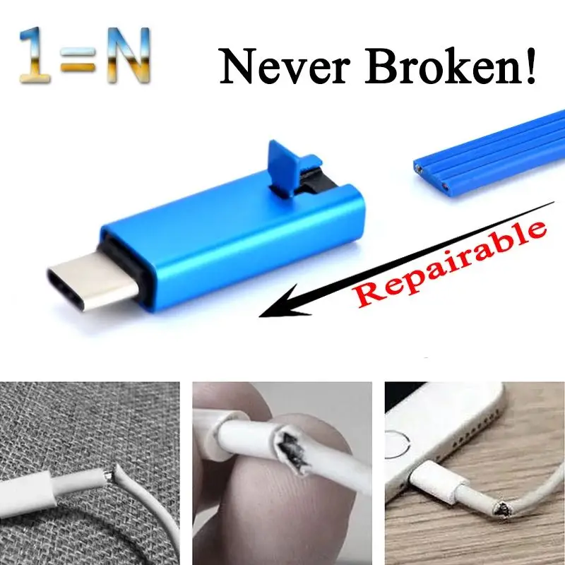 Высококачественный Горячая Распродажа Повтор 1 5 м Тип c режущий ремонтный USB-кабель для IOS кабель зарядки и передачи данных IPhone