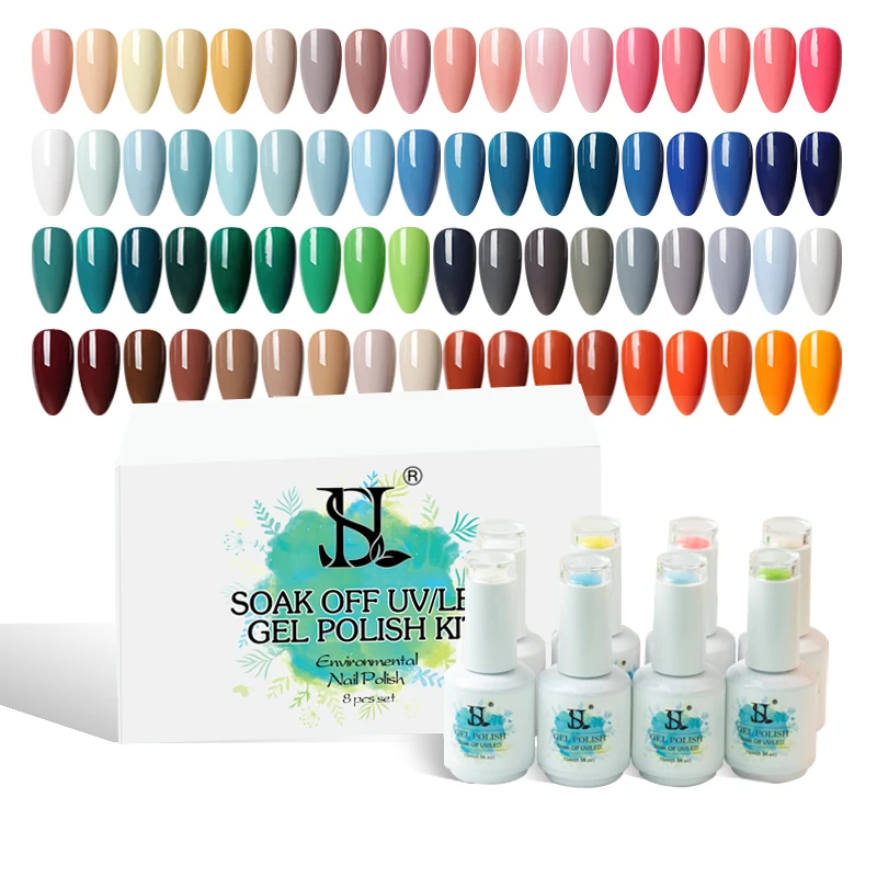 HS Summer Hottest sale Macaron Colors Nail Gel Collection Private Label 15ML Uv Gel Nail Polish Set 8pcs
