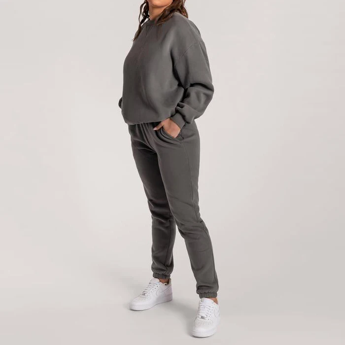 Womens 100% cotton luxury streetwear oversized embroidered jumper sweater crewneck embossed couple hoodies set sweatshirt women