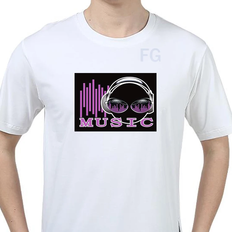 Sound Activated LED Tshirt Light Up EL Equalizer Music T-Shirt Man for Rock Disco Party