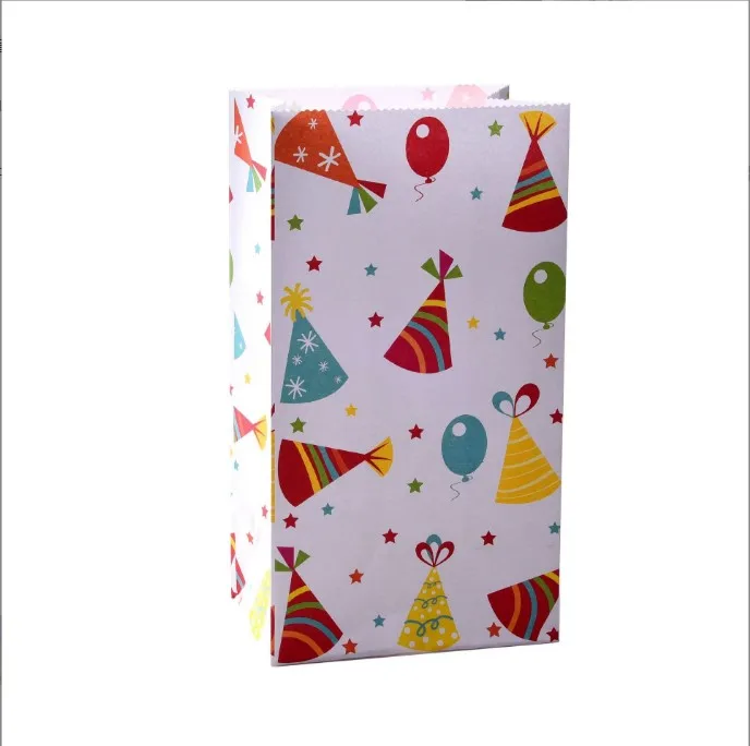 Fashion Design Halloween Christmas Festival  Sweet Flat Kraft Candy Party Bag with Lovely Sticker