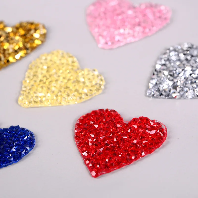 3.5cm 3d Love Heart Rhinestone Motif Iron on Patches Applique for Heat Transfer Clothing Shoe Bag Diy Iron Patches for Clothing