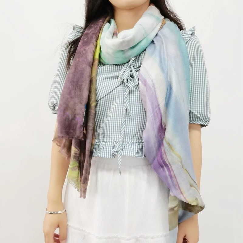 Custom logo oem odm Light Italian Printing Cashmere wool scarf shawl New Design cashmere Shawl for women