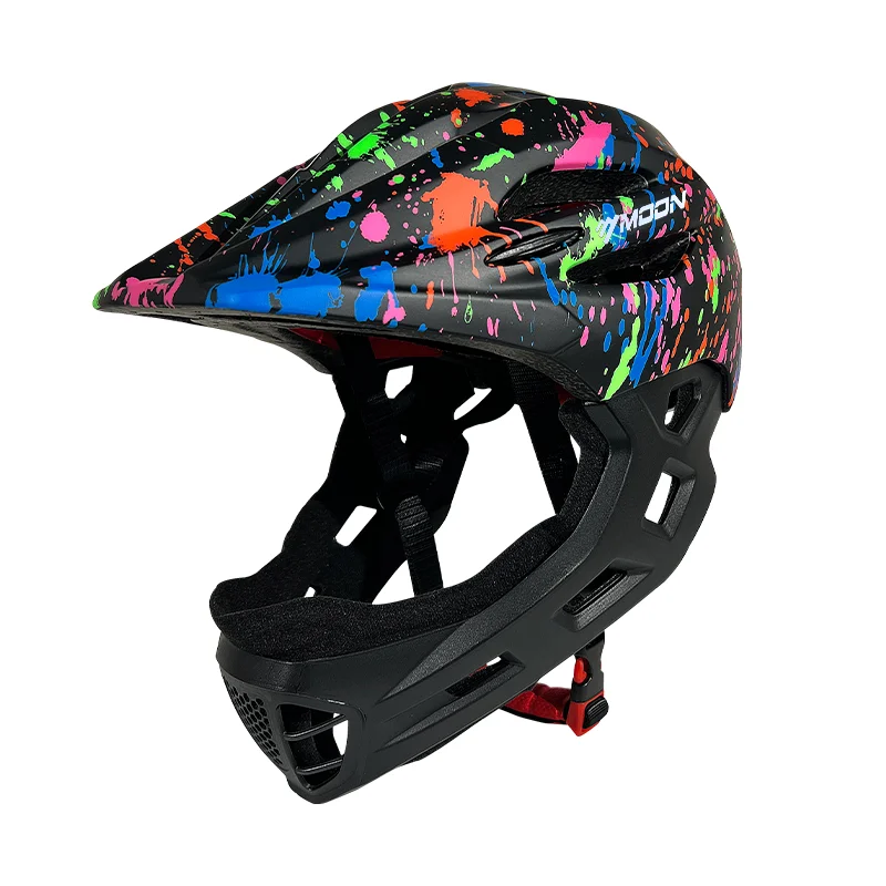 High Quality Removable Full-Face Dirt Helmet for Kids with USB Rechargeable Light for Bicycle Scooter Skate Skydive