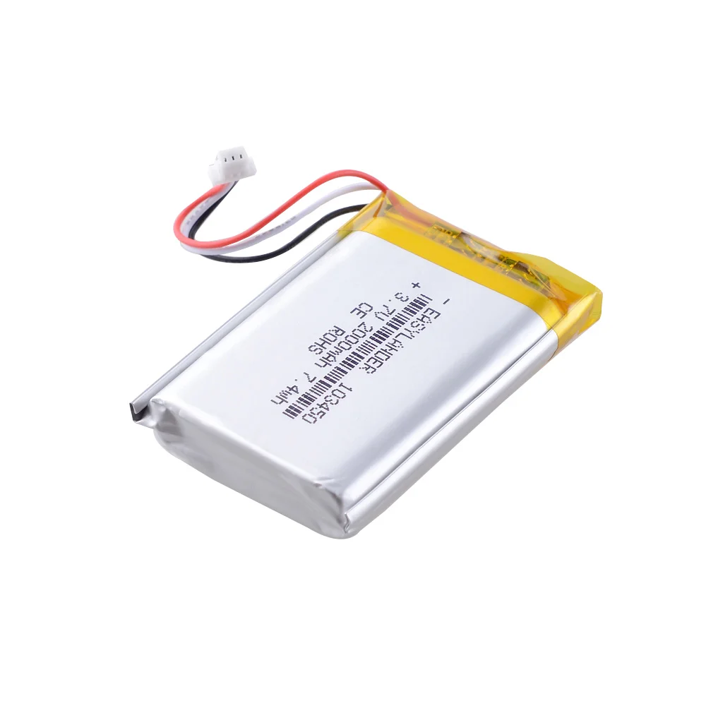
103450 3.7V 2000mah JSTPH 1.0 3P Lipo Polymer Lithium Rechargeable Battery For GPS navigator MP5 GPS Speaker headset 