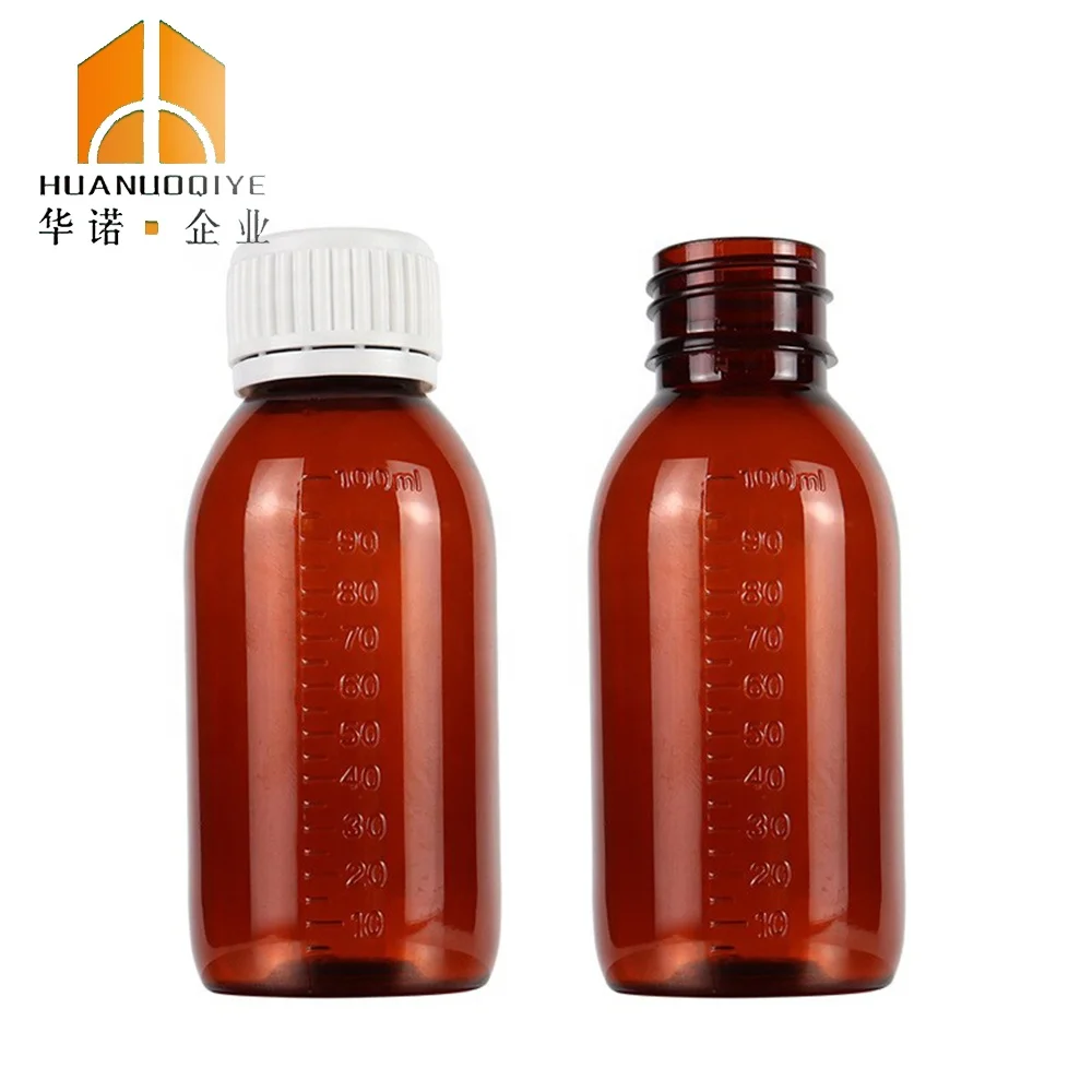 100ml Amber PET Cough Syrup Plastic Lean Reagent Bottle Cough Syrup Container Promethezine for Lab