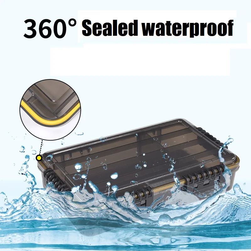 Fishing Box Waterproof Japan PP Plastic Transparent Black Tackle Lure Tool With Removable