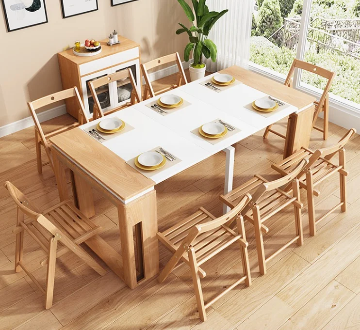 High Quality Creative Retractable Foldable Dining Table Modern Multifunctional Sideboard Dual Purpose Small Unit Dining Table