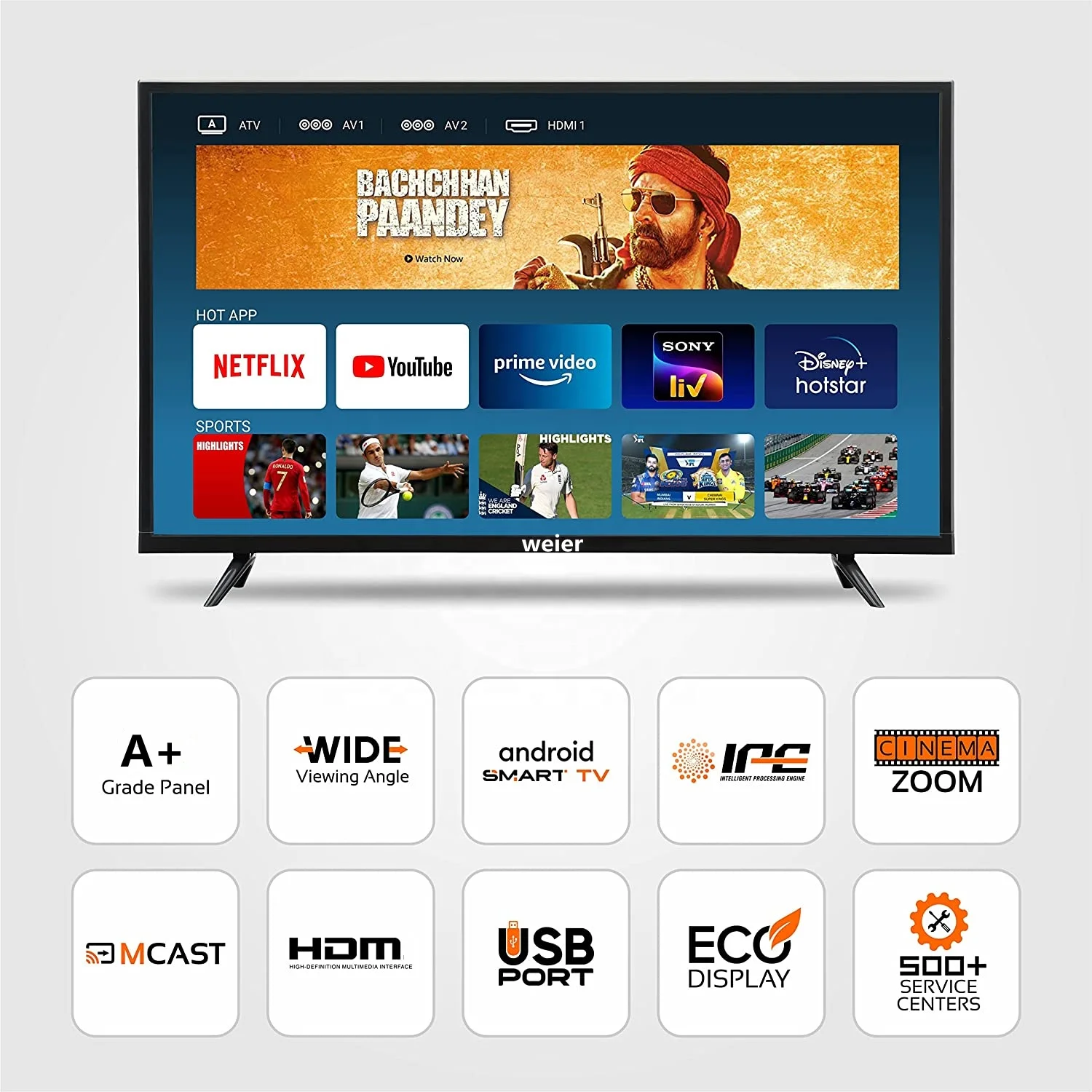 Weier TV 24 32 43 50 55 65 inch smart tv LED televisions 4K  android TV OEM factory Suppliers