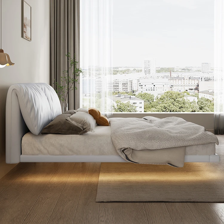 Modern Design Suspended Bed 1.5m or 1.8m Master Bed Luxury Bedroom Furniture Set King Size Double Bed