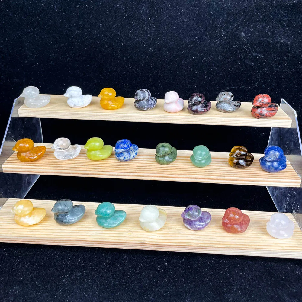 Wholesale Hand Carved About 3 cm Natural  Mini Mixed  Material Crystal Duck For Gift And Decoration