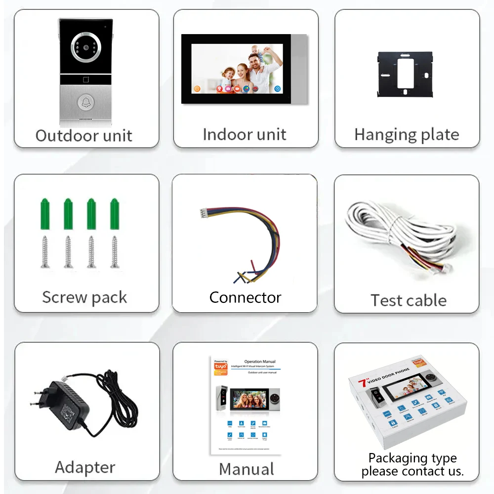 TuyaApp 2.4g Wifi Wireless 1080p Hd Video Doorbell Doorphone Remote Door Lock Unlock Module Psu 4 Wire Connection Villa Intercom