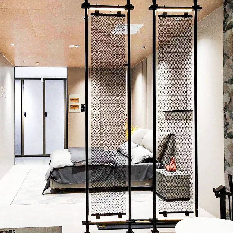 Metal decoration mesh black warrior internet celebrity hotel club curtain wall stainless steel partition light luxury custom