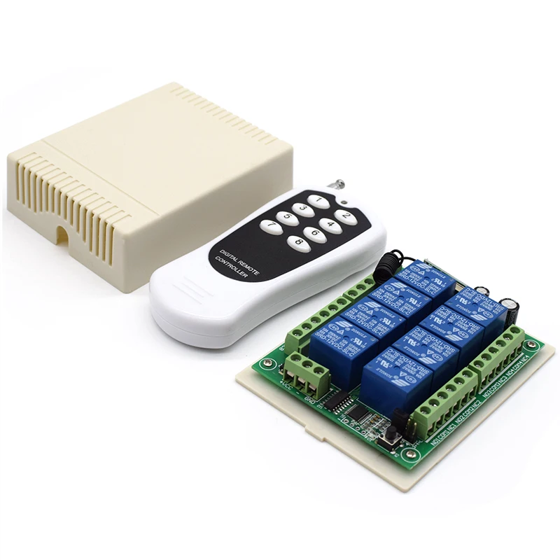8 CH channel Relay Module RF Wireless Remote Control Switch DC 12V 24V & 433MHz Remote Control System Receiver Transmitter