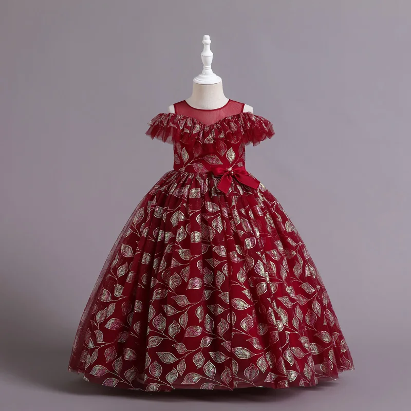 Fashion Kids Clothing Sunflower Baby Girls Wedding Dresses Birthday Party FOR 5-10YEARS Y007