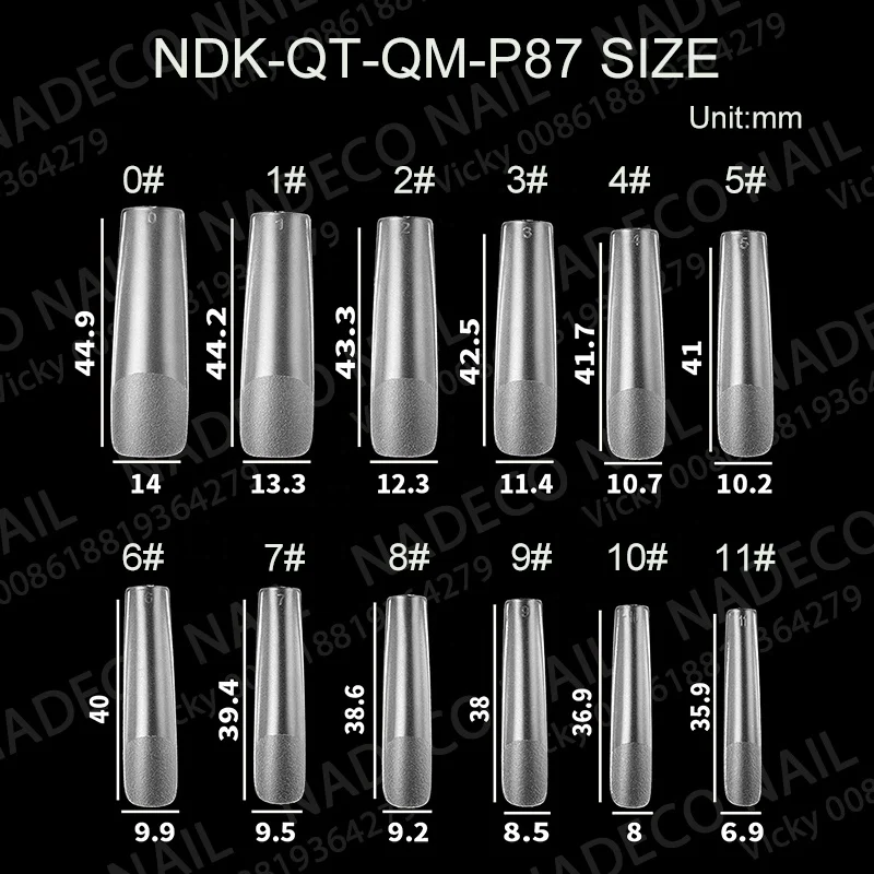 Nadeco Pre-sand Flat Square 2XL Long False Nail Tips Flexible Gel Fake Fingernail Extension 500PCS